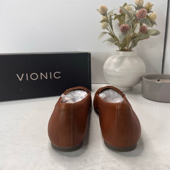 Vionic Hayes Skimmers Leather Loafer Flats Tan J0816L4201 Women's 8M NWB Comfort - Picture 4 of 11